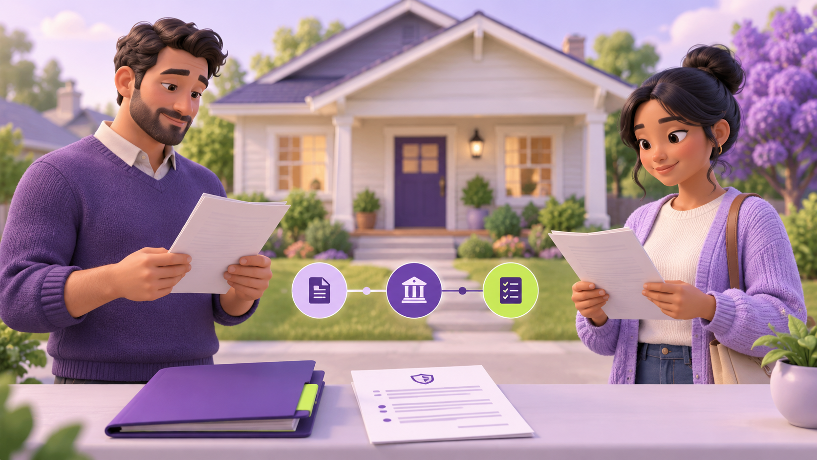 A renter and housing provider review the rental home, a court-process timeline, and their records together