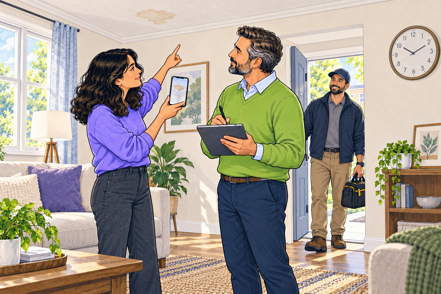 Illustrated rental repair report and contractor handoff