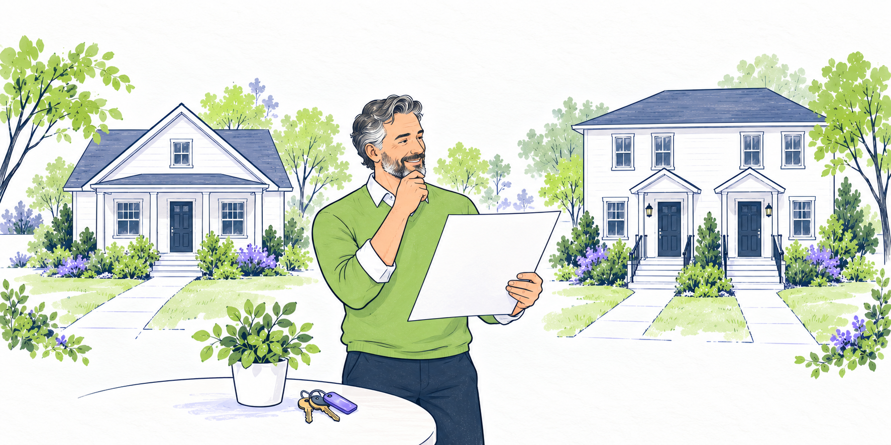 Owner comparing a detached home with a multi-unit building