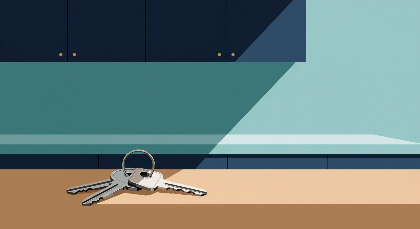 A set of house keys and a signed lease agreement on a wooden desk.