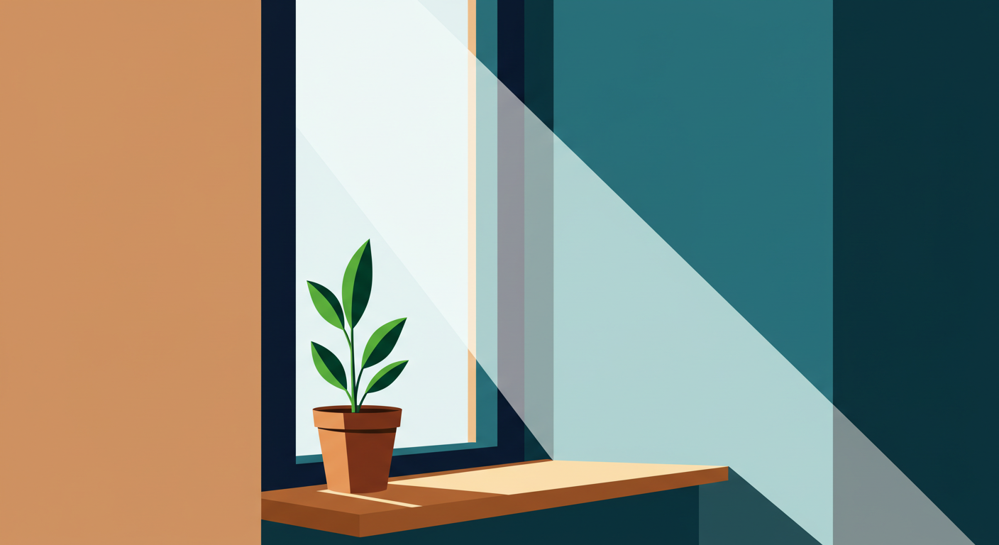 A smart thermostat on a wall displays an energy-saving setting, with a green leaf icon visible on the screen.