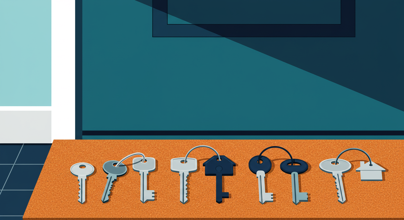 A set of house keys and a pen resting on a blank rental application form.