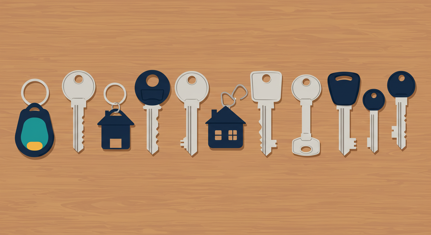 A set of house keys and a signed rental agreement on a wooden table.