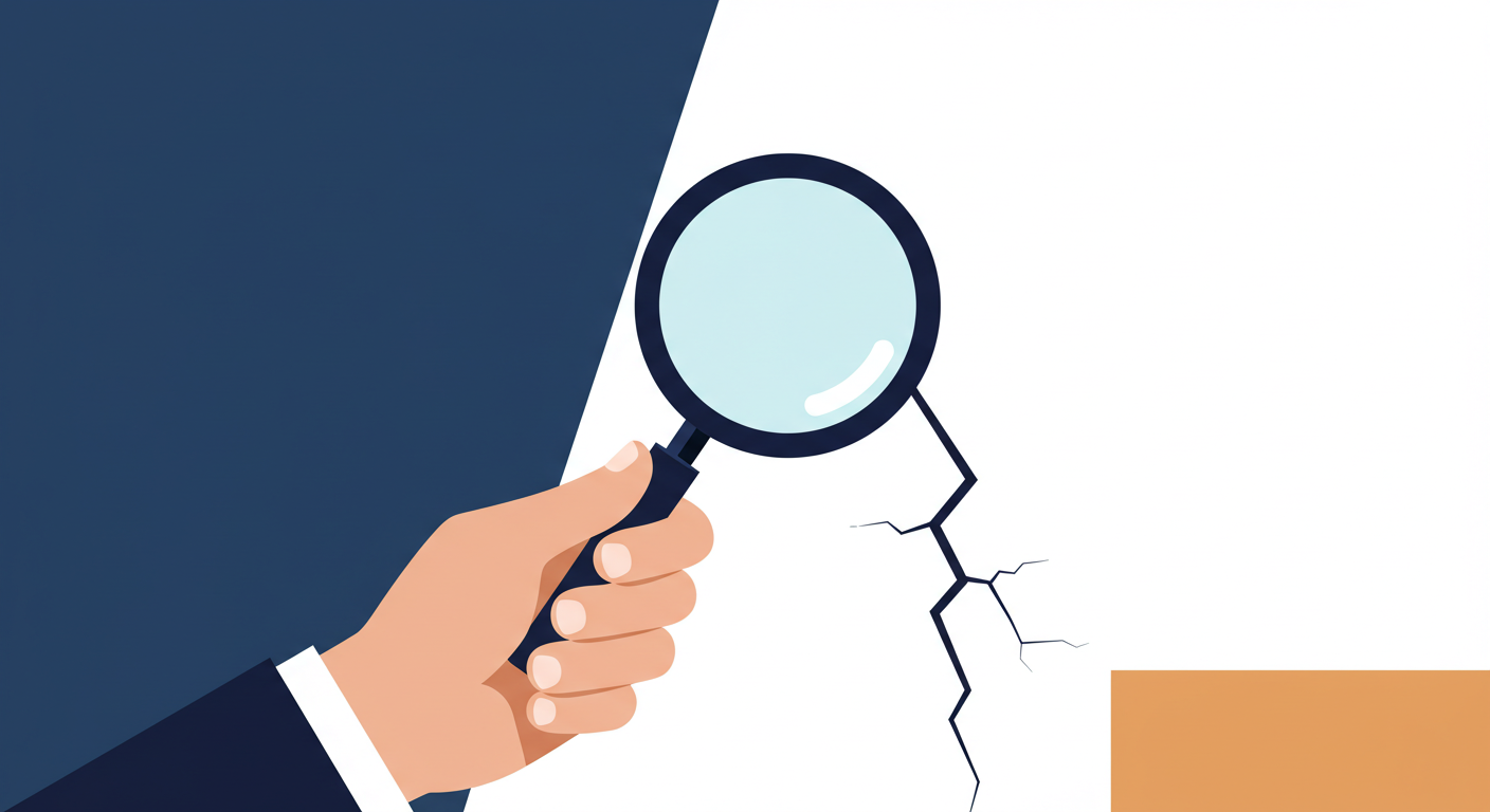 A person reviewing a rental application form with a pen and a magnifying glass, signifying careful inspection.