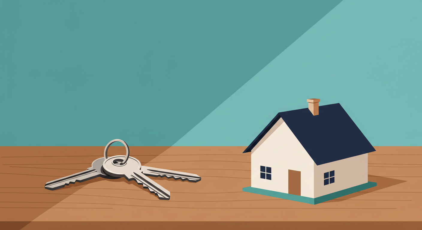 A set of house keys resting on top of architectural blueprints for a home.