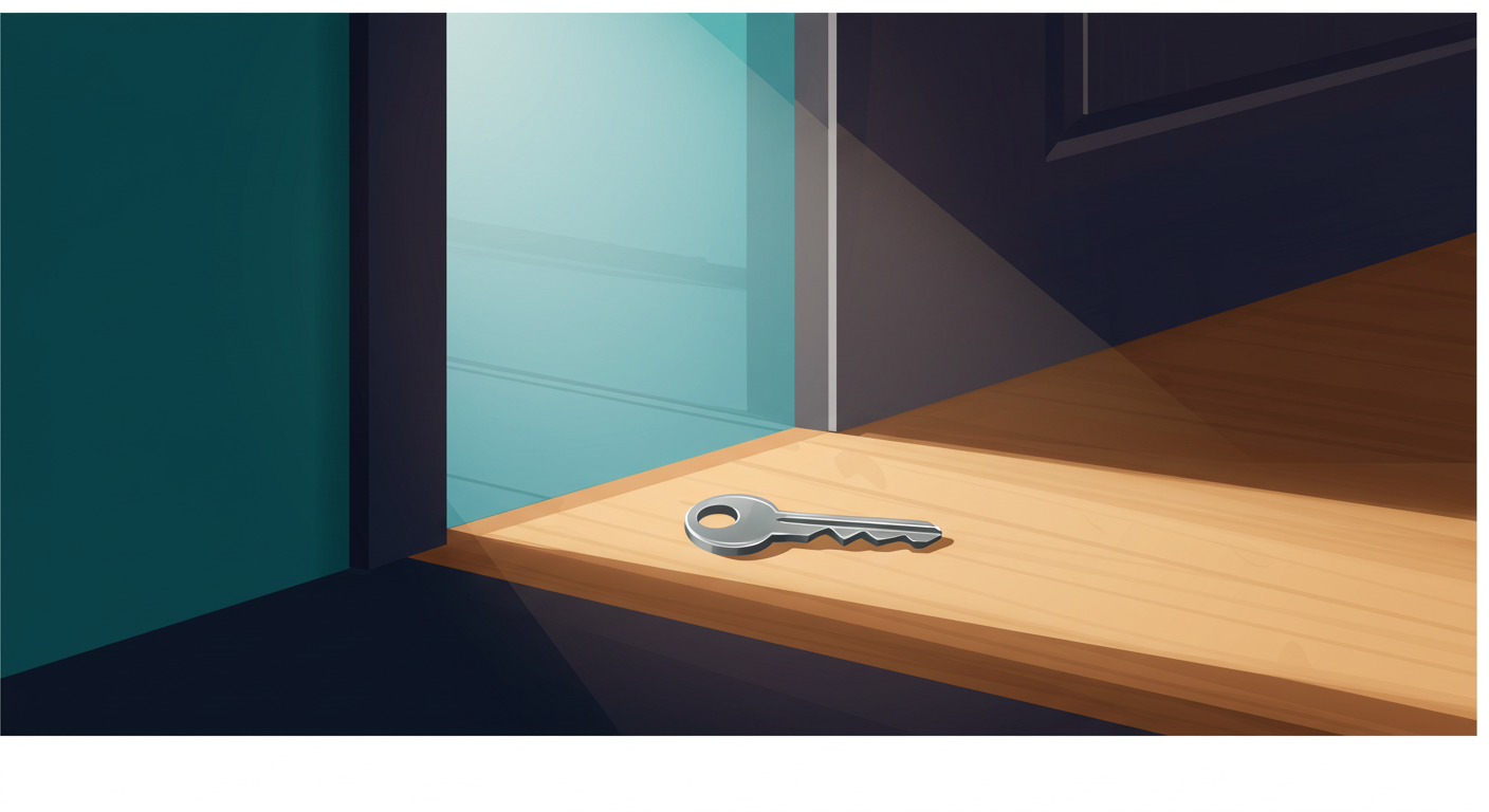 A set of house keys with a simple keychain rests on a wooden table next to a signed rental agreement.