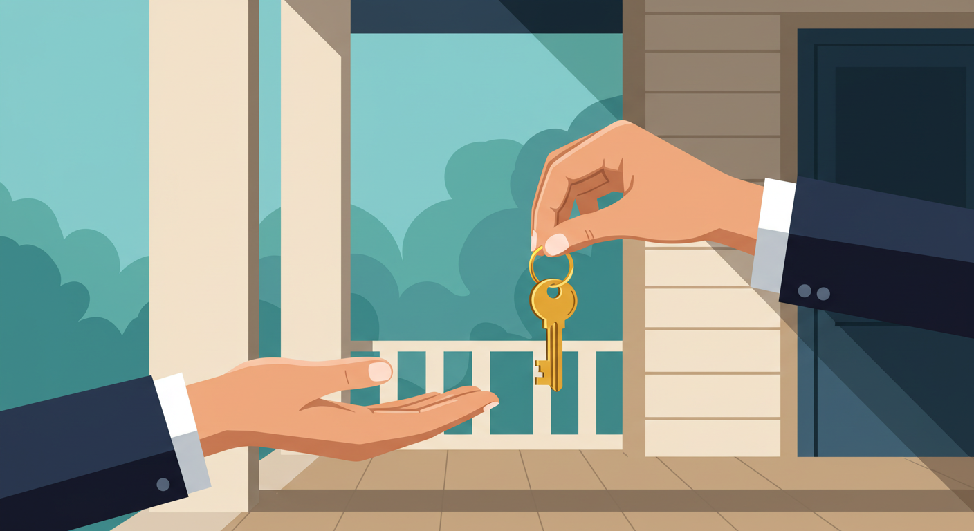 A set of house keys and a signed rental lease agreement on a wooden table.