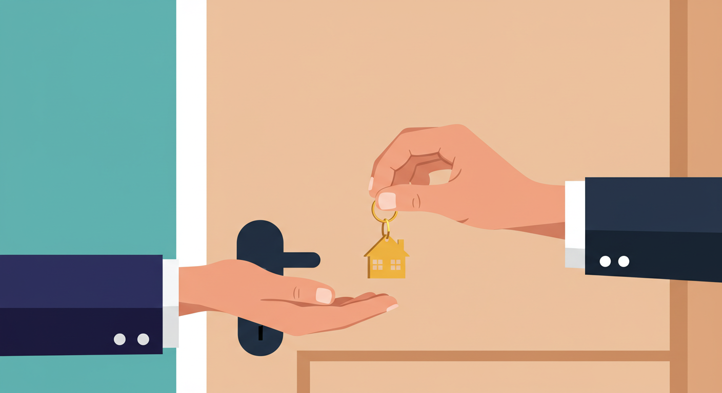 A set of house keys and a signed rental agreement on a wooden table.