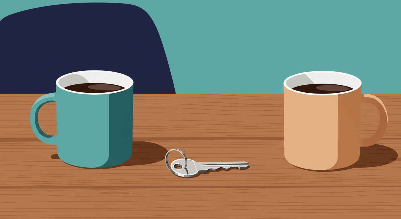 A set of house keys and a pen resting on top of a formal rental lease document on a wooden table.