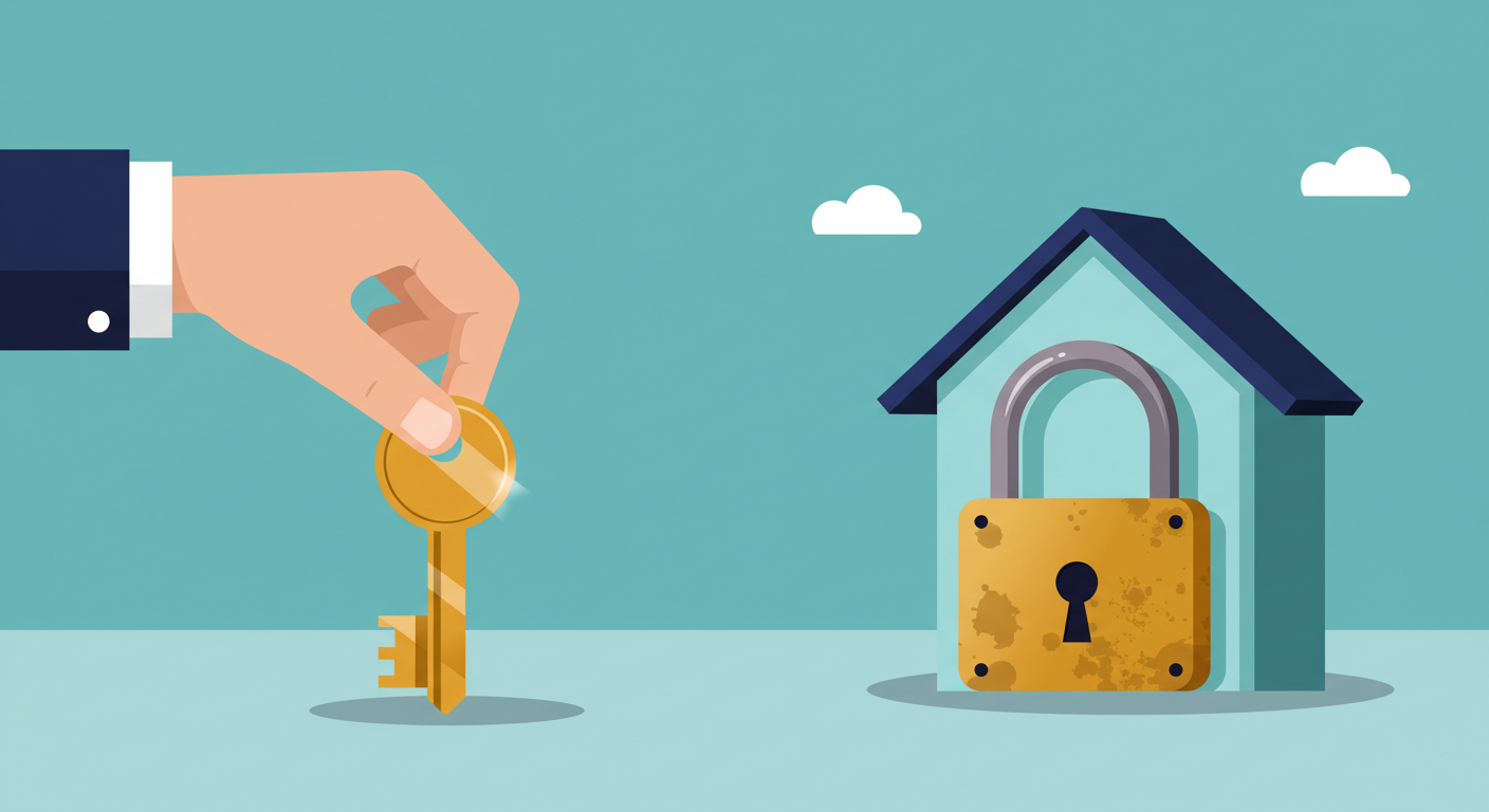 A gavel and a small model house resting on a stack of cash.